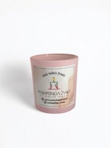 Rožinė - Paslaptinga Žvakė 200ml su jūsų norimu tekstu viduje