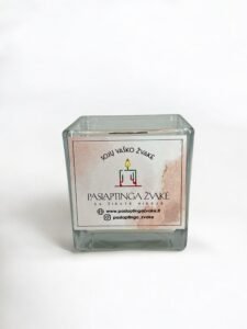 SKAIDRI- Paslaptinga Žvakė 300ml-medinė dagtis- su jūsų norimu tekstu viduje