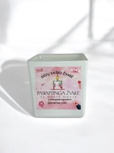 LOVE BALTA - Paslaptinga Žvakė 300ml-medinė dagtis- su jūsų norimu tekstu viduje.