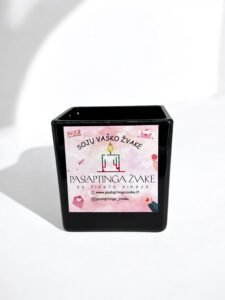 LOVE JUODA - Paslaptinga Žvakė 300ml-medinė dagtis- su jūsų norimu tekstu viduje