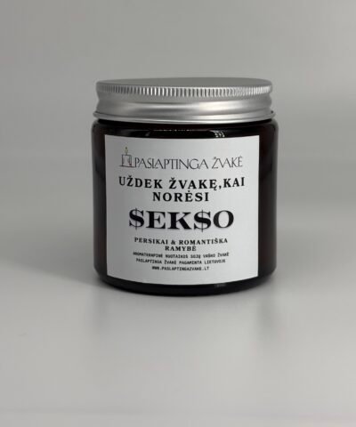 Kvapni Paslaptinga žvakė Uždek žvakę kai(Uždek žvakę kai norisi $ek$o) 120 ml u jūsų pasirinktu tekstu viduje